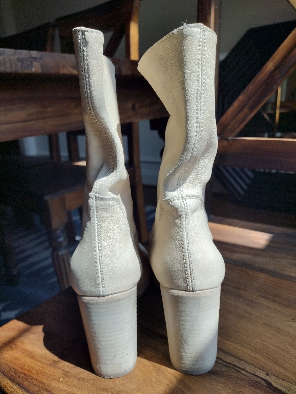Free People Cream Leather Slouch Boots Size 7.5 - Picture 5 of 5